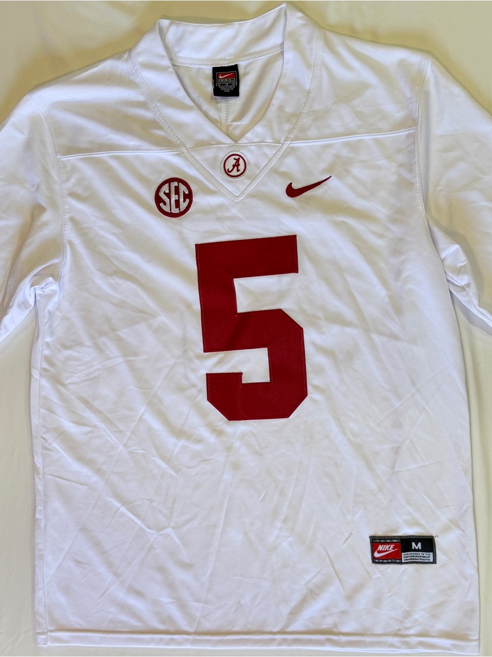 Nike Alabama Crimson Tide Germie Bernard #5 White Game Jersey Mens M Medium